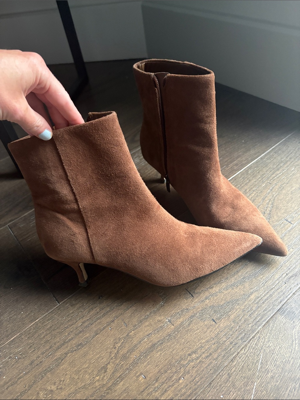 Women’s Brown Suede Nine West Pointed-Toe Ankle Boots